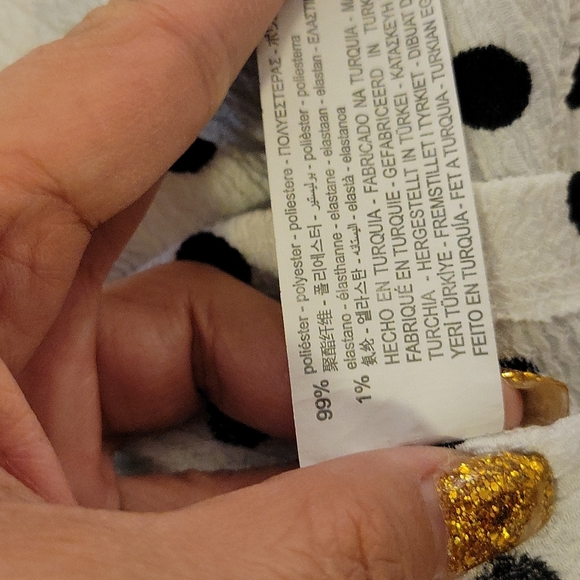 Zara Polka Dot Black & White Keyhole Crop Blouse Size L - Picture 8 of 10